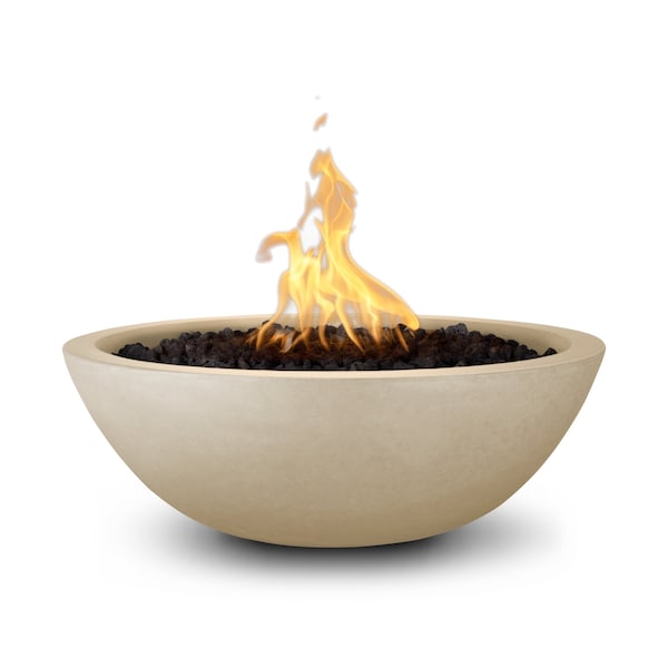 The Outdoor Plus 33 Round Sedona Fire Bowl, GFRC Concrete, Vanilla, Low Voltage Electronic Ignition, Liquid Propane OPT-33RFOE12V-VAN-LP - main